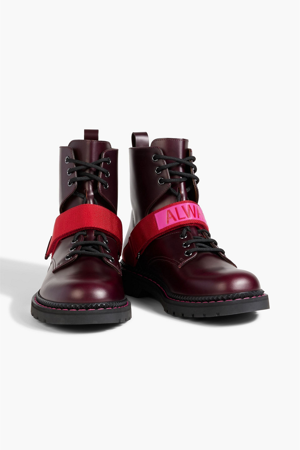 Shop Valentino Always Leather Boots In Merlot