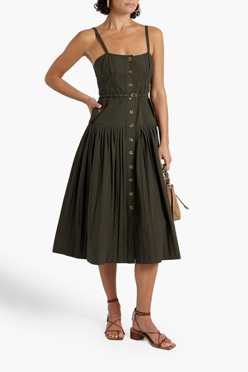 ULLA JOHNSON Cleo Kleid aus Baumwolle mit Streifen und Falten