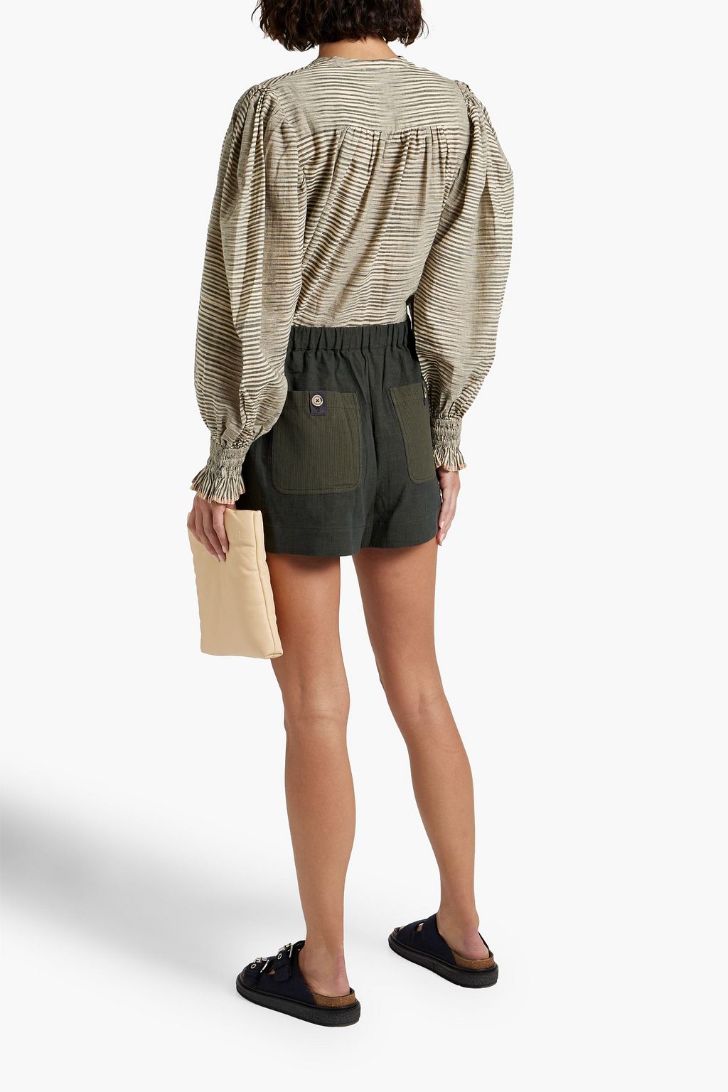 ULLA JOHNSON Finley gathered striped cotton-voile top