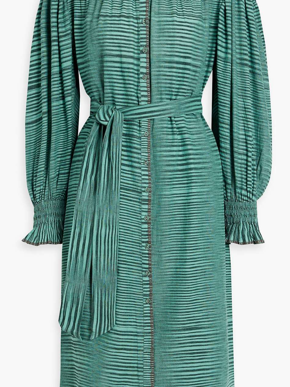 fiora striped cotton-voile midi dress