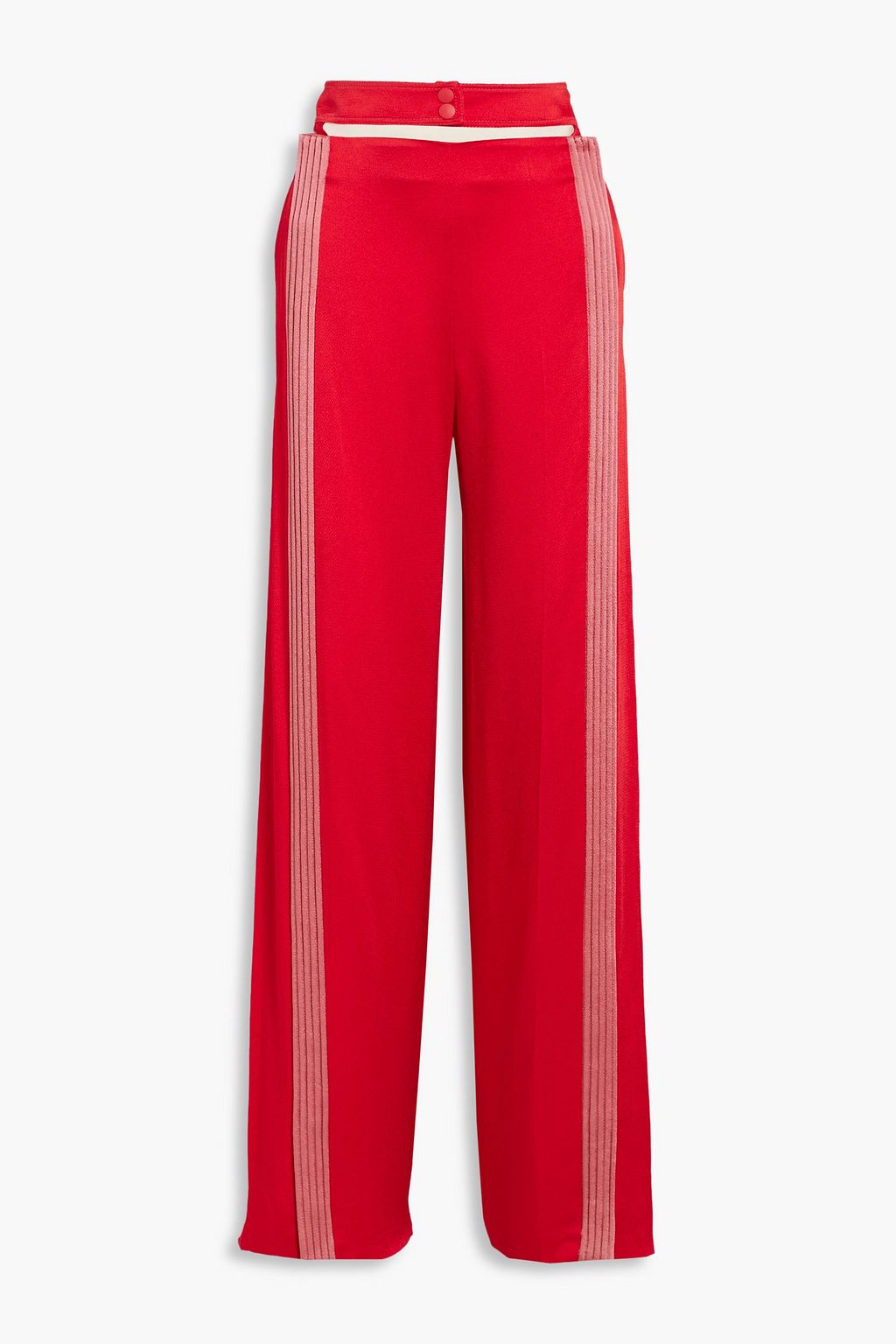 VALENTINO GARAVANI Cutout satin crepe wide leg pants THE OUTNET