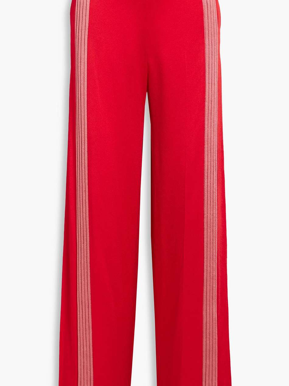 cutout satin-crepe wide-leg pants