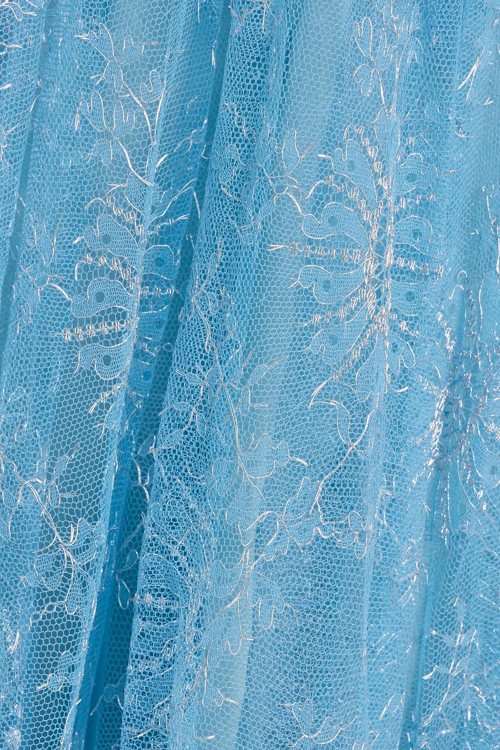 VALENTINO GARAVANI Gathered metallic lace midi skirt