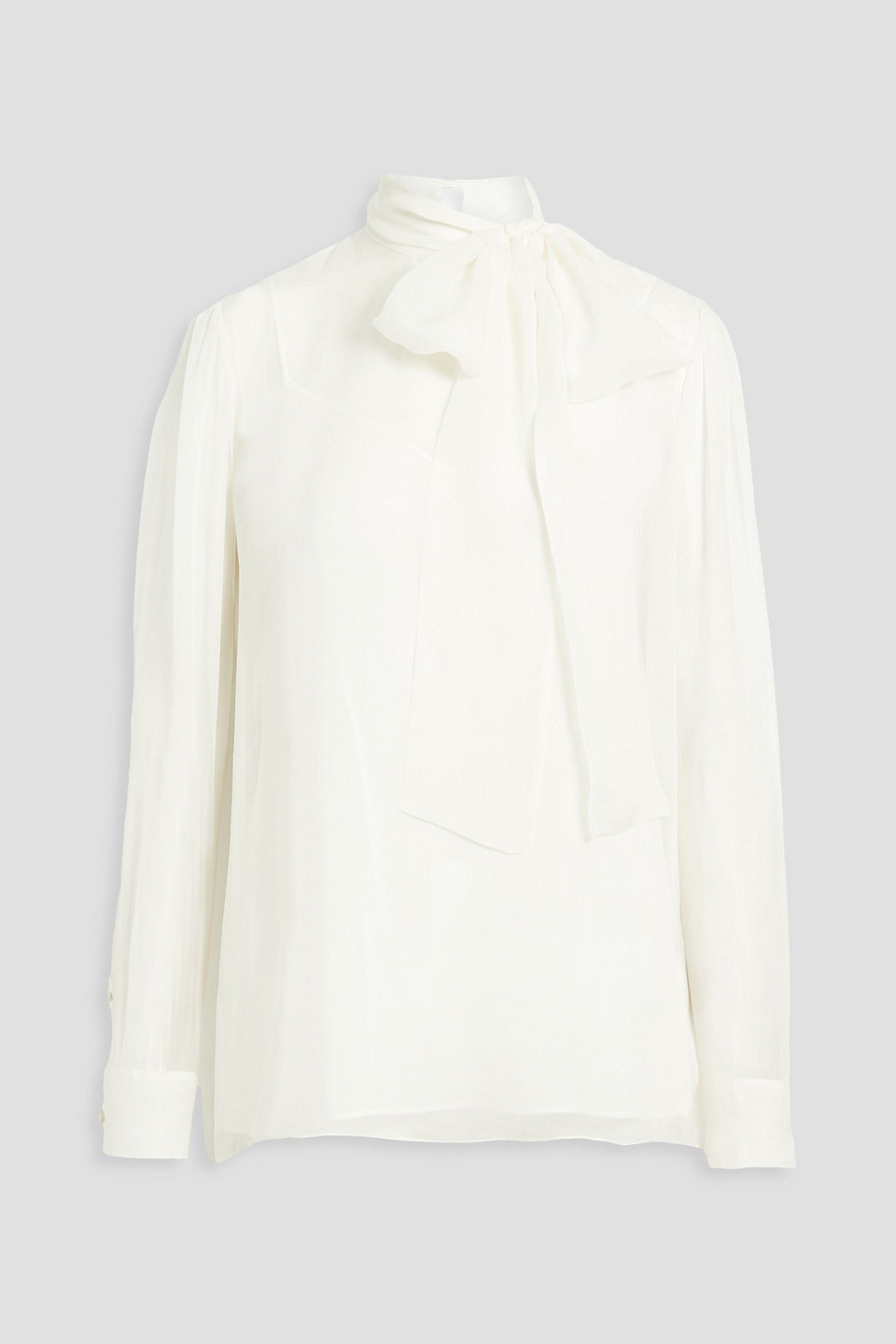 Valentino Silk Georgette Blouse With Tie Neckline In Ivory