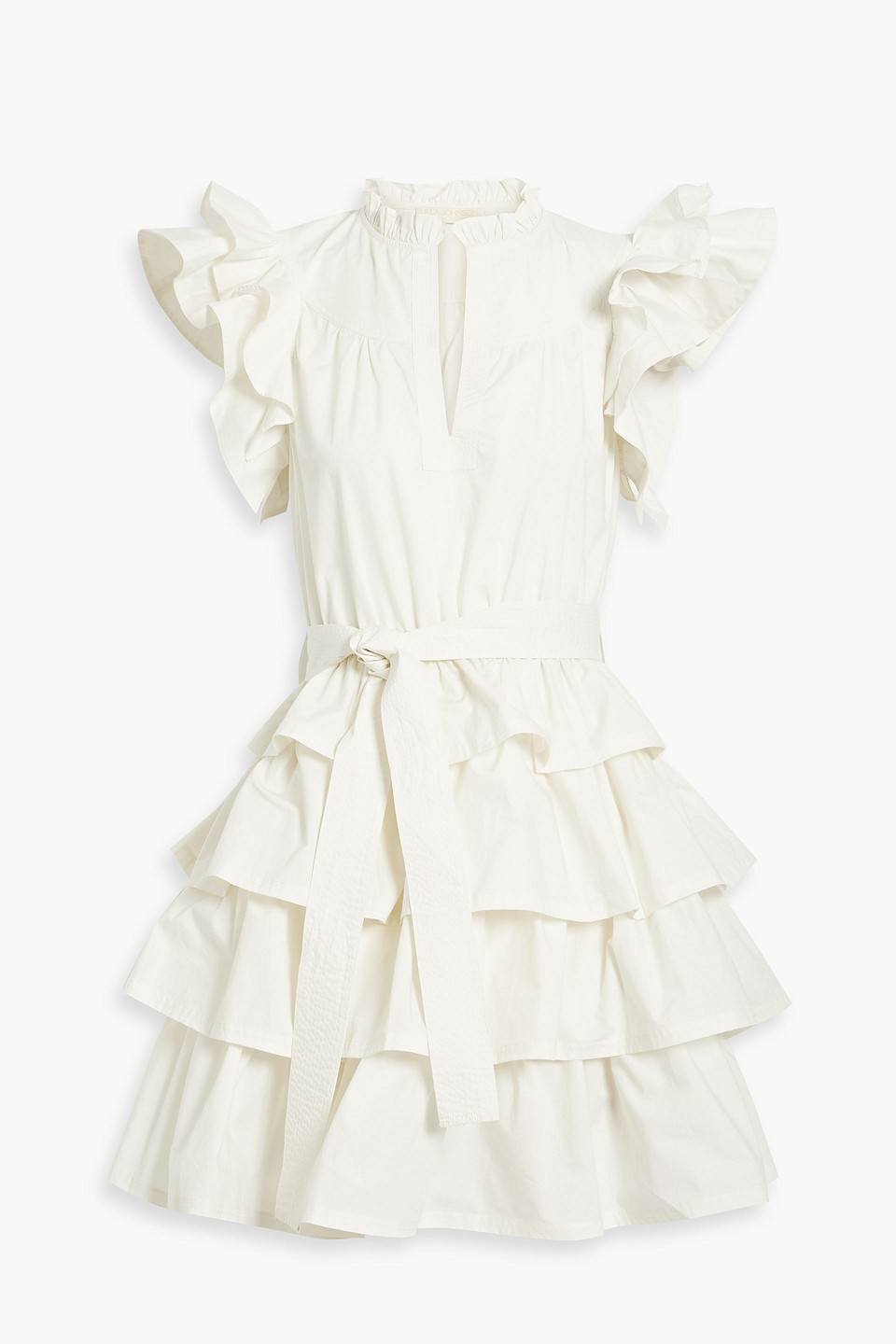 ULLA JOHNSON LULUA RUFFLED COTTON-POPLIN MINI DRESS,3074457345636739236