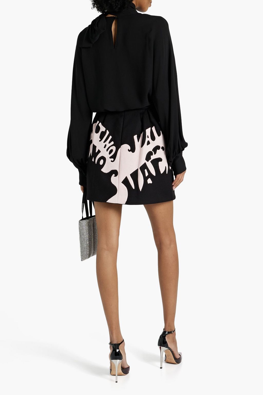 VALENTINO GARAVANI Two-tone wool and cashmere-blend felt mini skirt