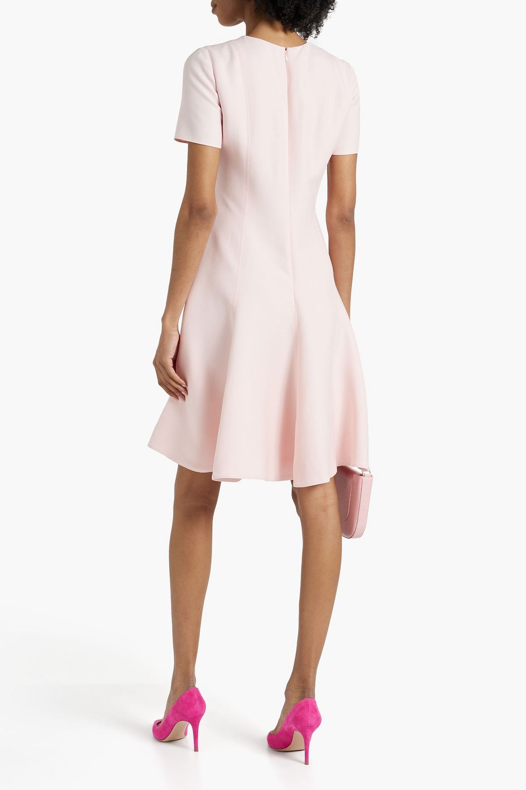VALENTINO GARAVANI Fluted wool and silk-blend crepe dress