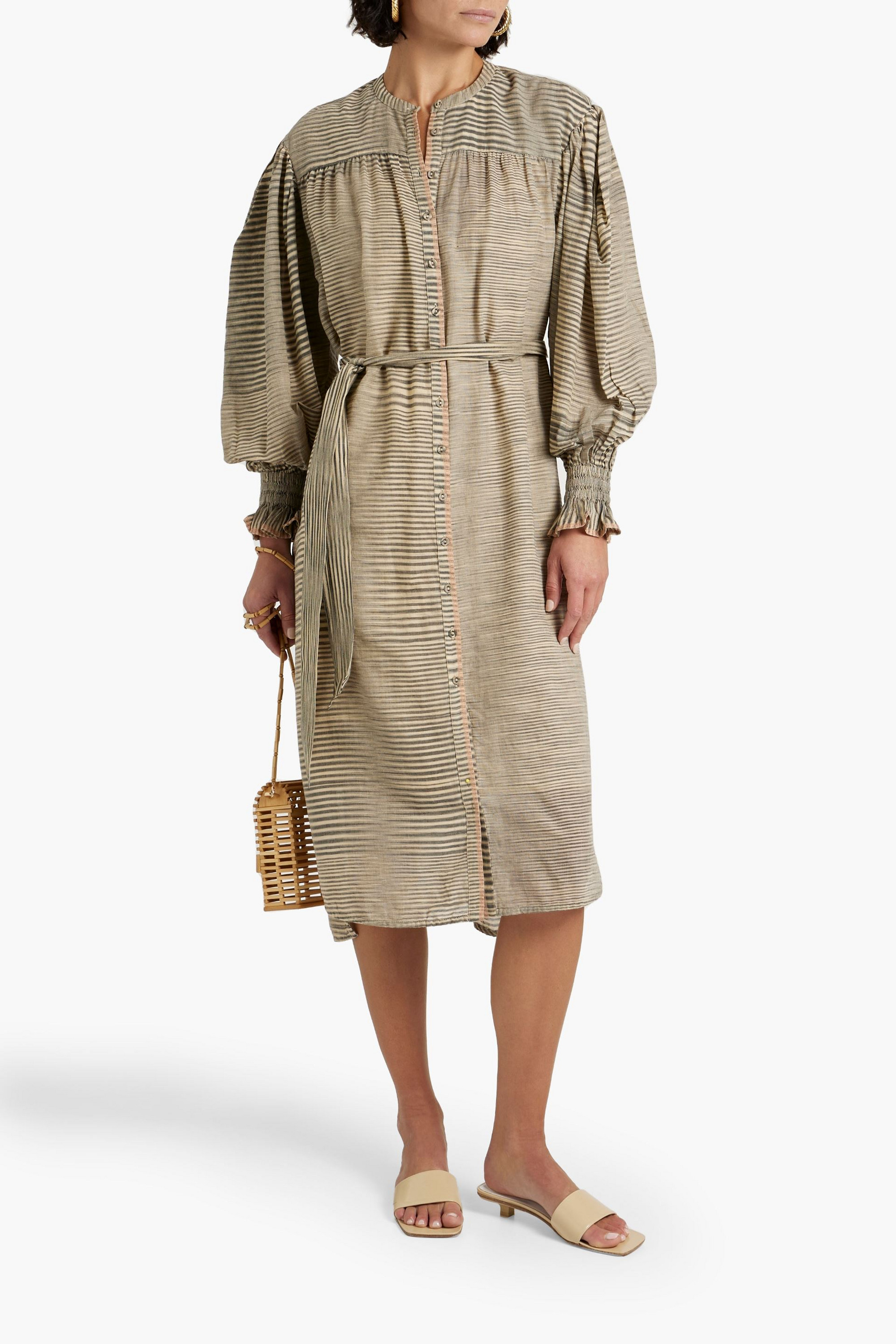 Ulla Johnson Fiora belted striped cotton-voile midi dress