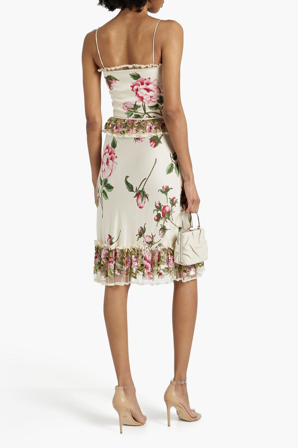 VALENTINO GARAVANI Floral-print silk crepe de chine top and skirt set
