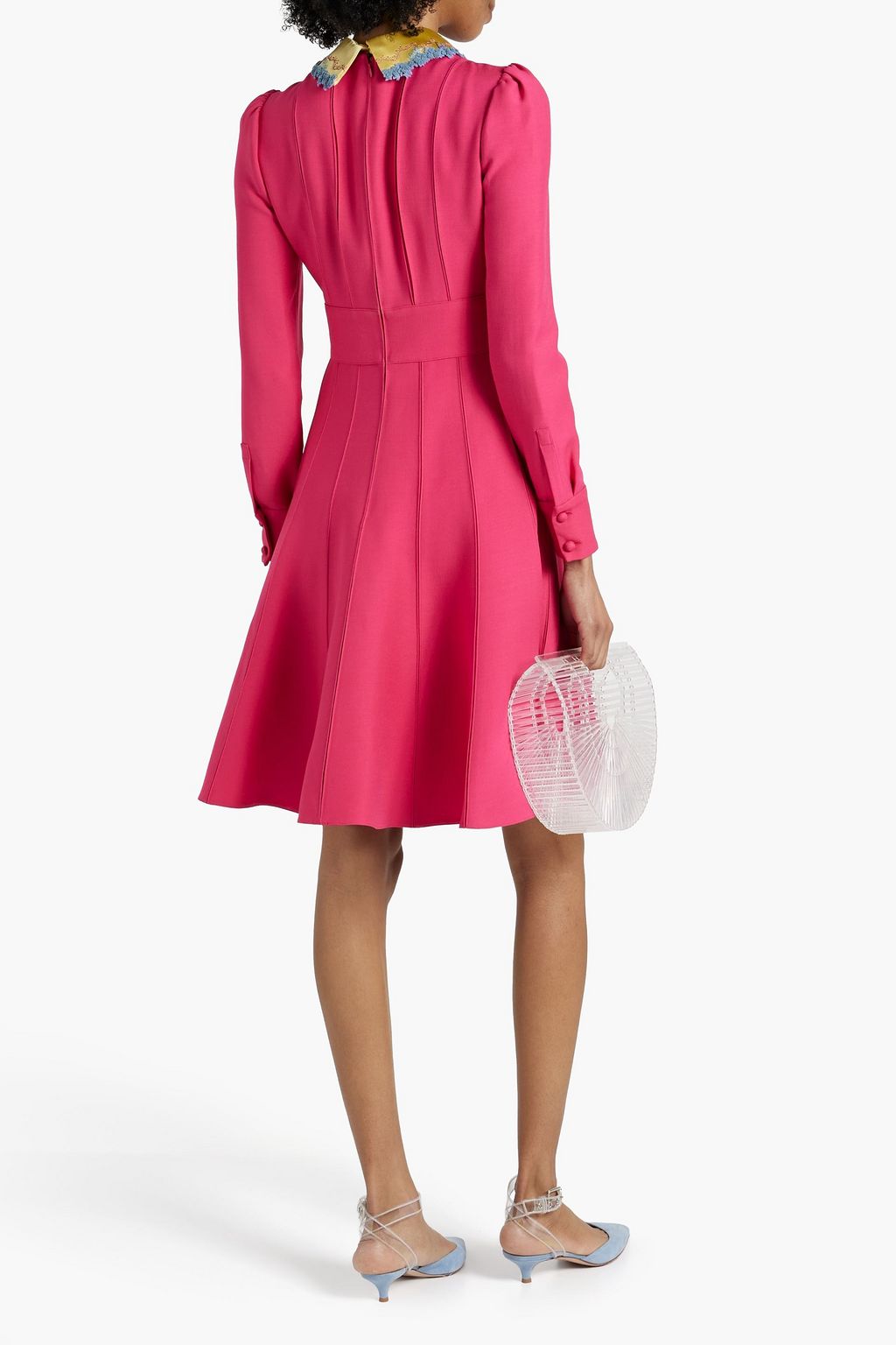 VALENTINO GARAVANI Pintucked wool and silk-blend crepe dress