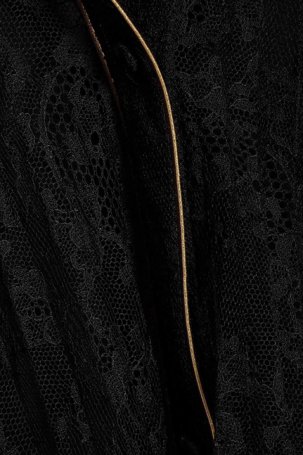 VALENTINO GARAVANI Gathered silk Leavers lace midi shirt dress