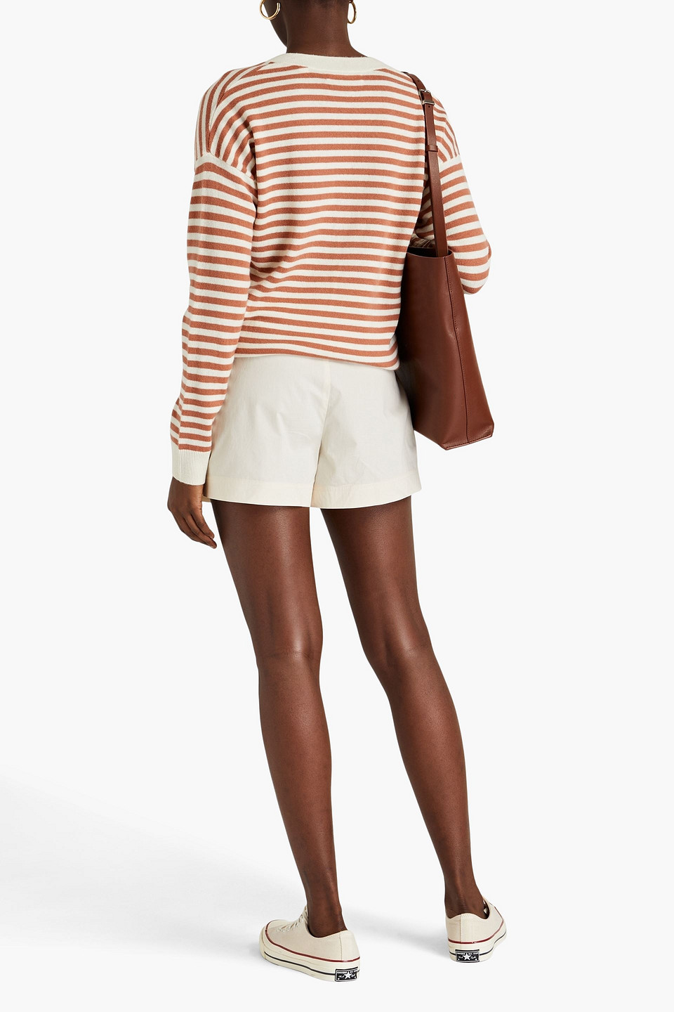 Shop Chinti & Parker Striped Wool And Cashmere-blend Sweater In Light Brown