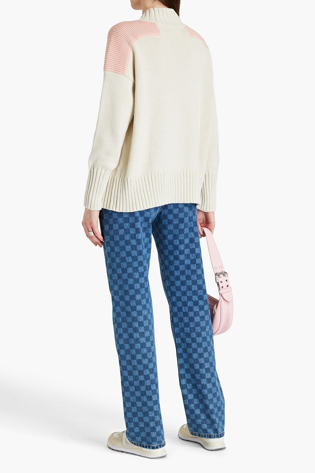 CHINTI & PARKER Two-tone ribbed cotton turtleneck sweater