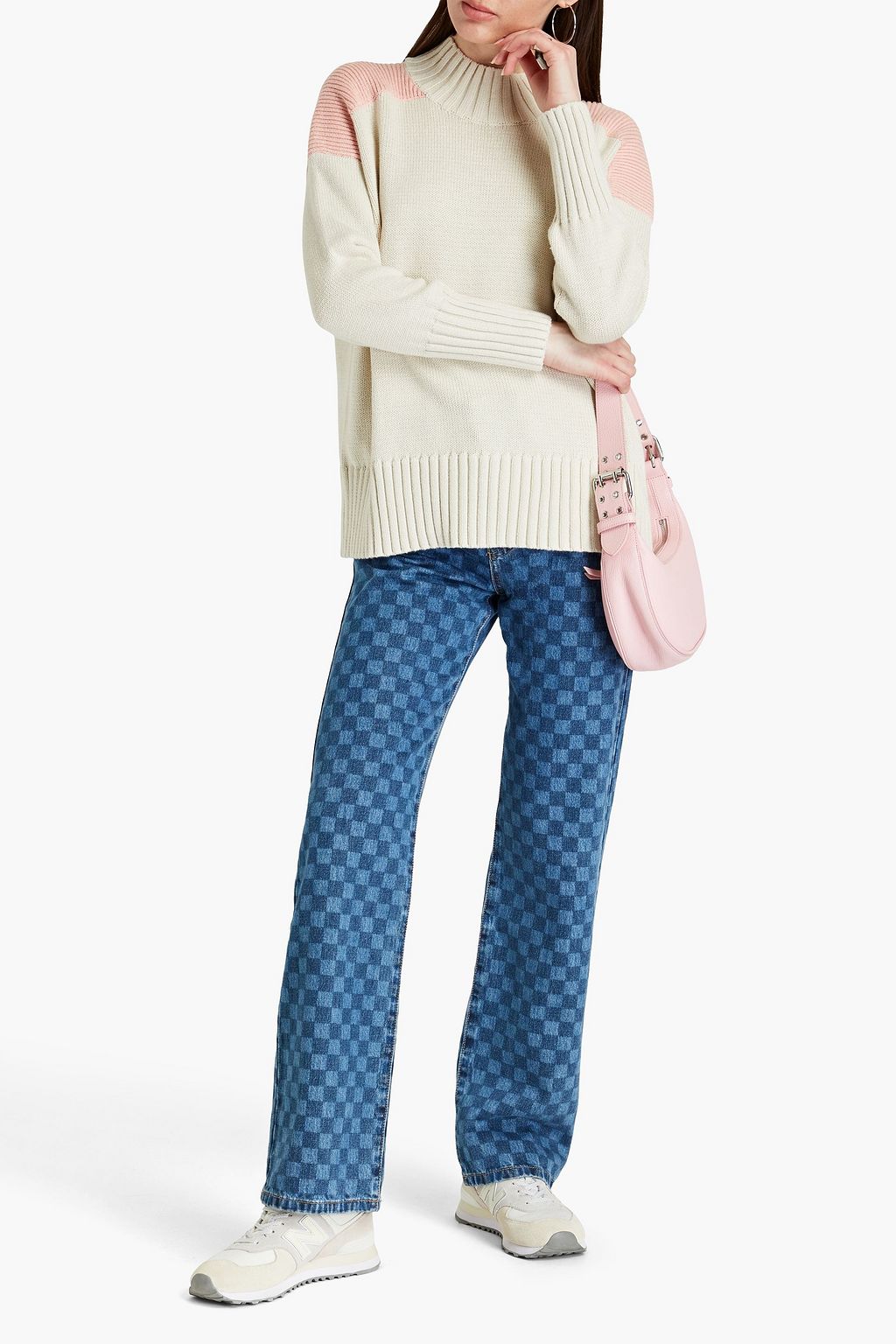 CHINTI & PARKER Two-tone ribbed cotton turtleneck sweater