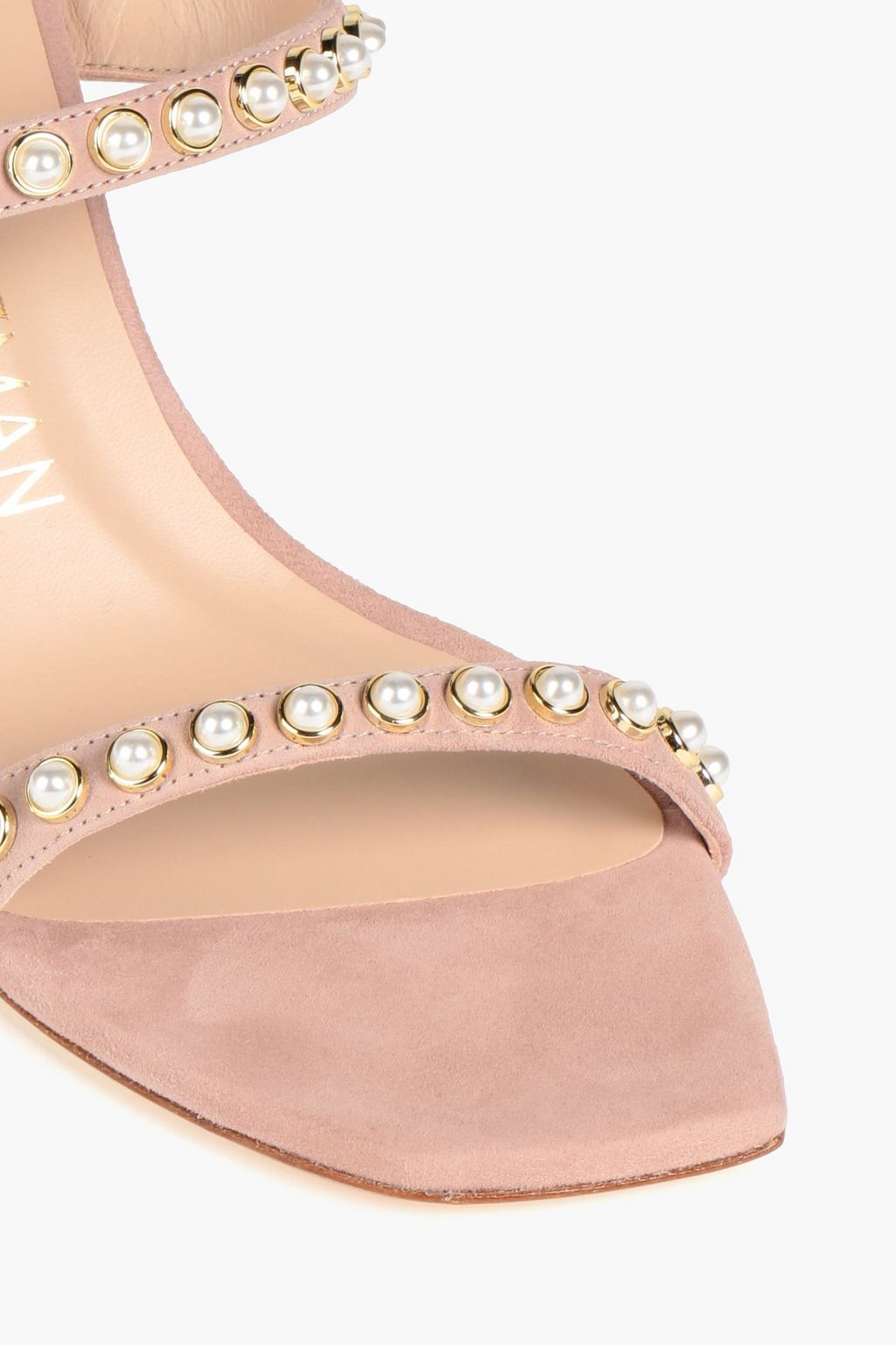 STUART WEITZMAN Mules aus Veloursleder mit Kunstperlen