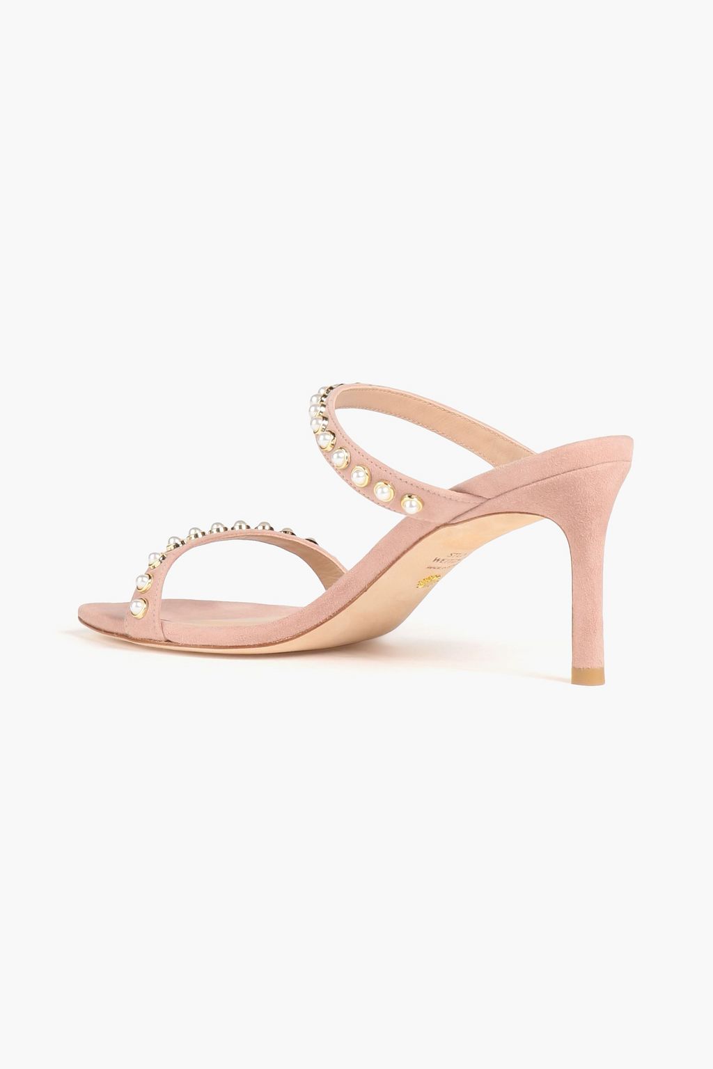 STUART WEITZMAN Mules aus Veloursleder mit Kunstperlen