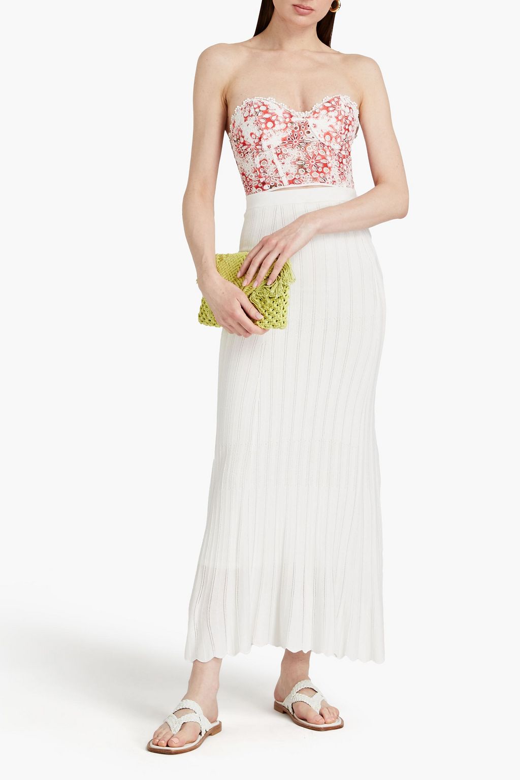 CHARO RUIZ IBIZA Lita Batista strapless cropped broderie anglaise cotton-blend top