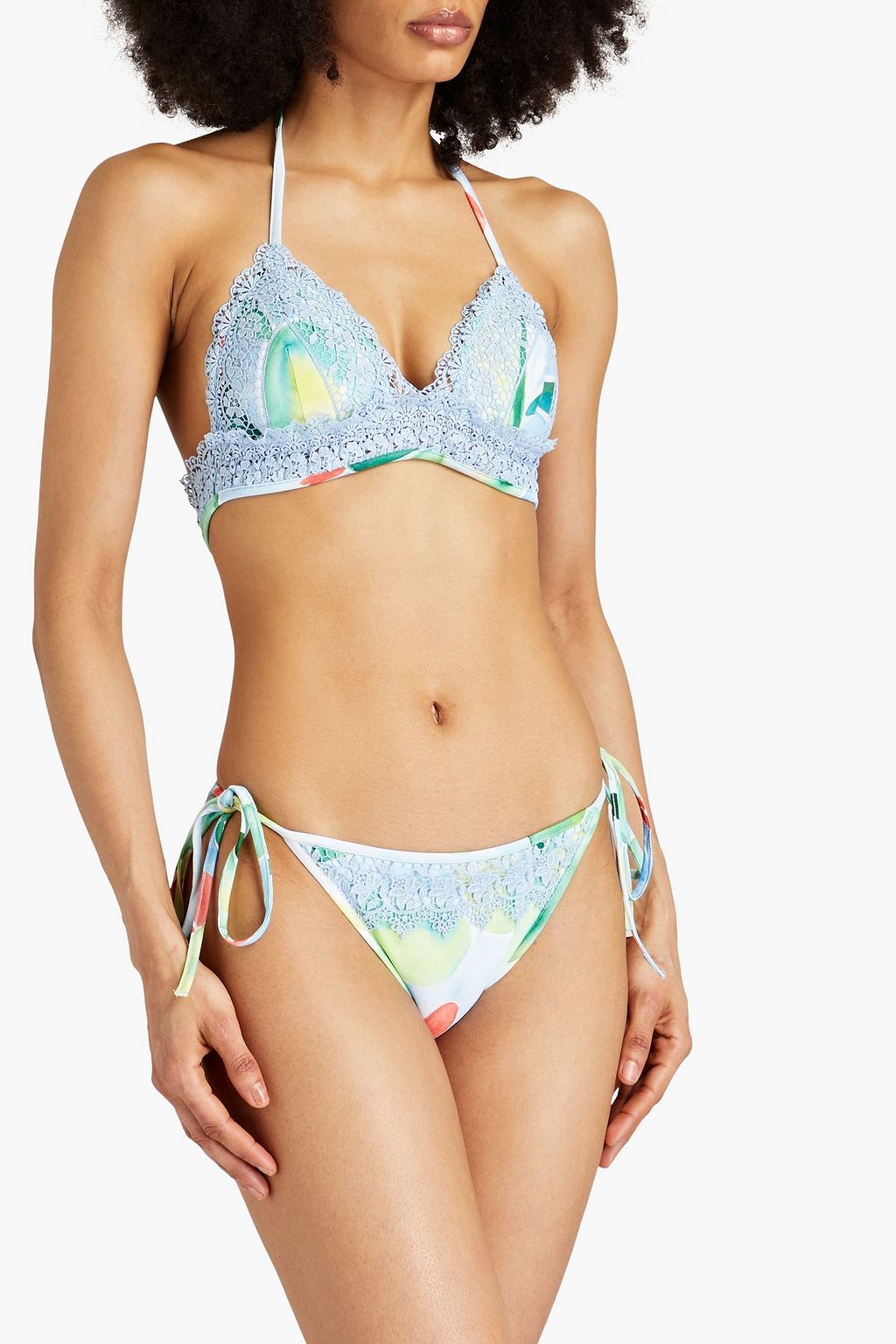 CHARO RUIZ IBIZA Marla crocheted lace-trimmed printed triangle bikini top