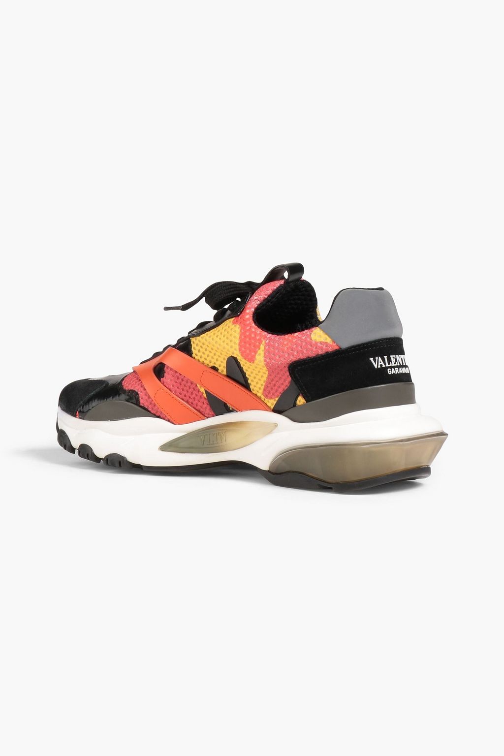 VALENTINO GARAVANI Netrunner suede and leather-trimmed camouflage-print mesh sneakers