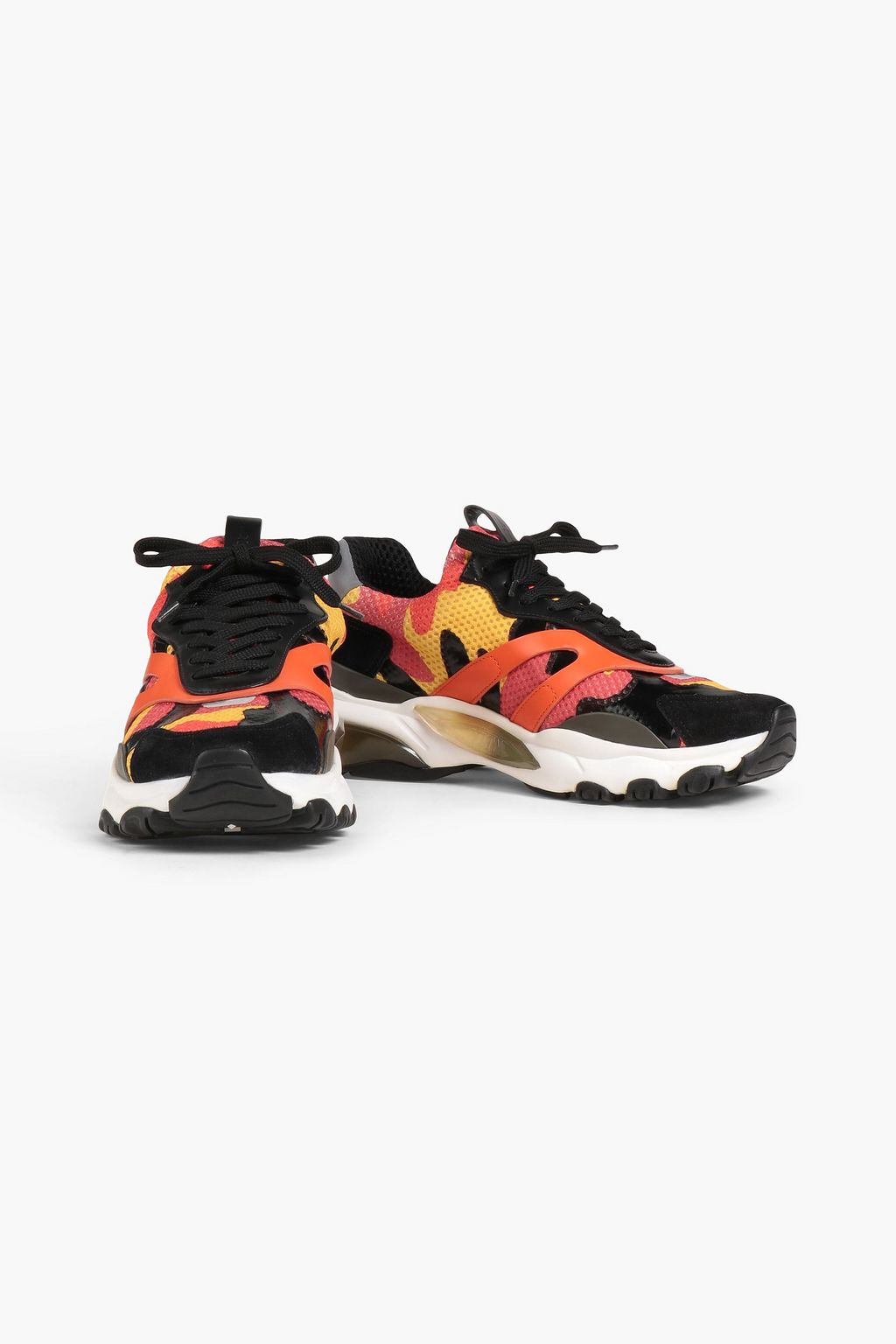 VALENTINO GARAVANI Netrunner suede and leather-trimmed camouflage-print mesh sneakers