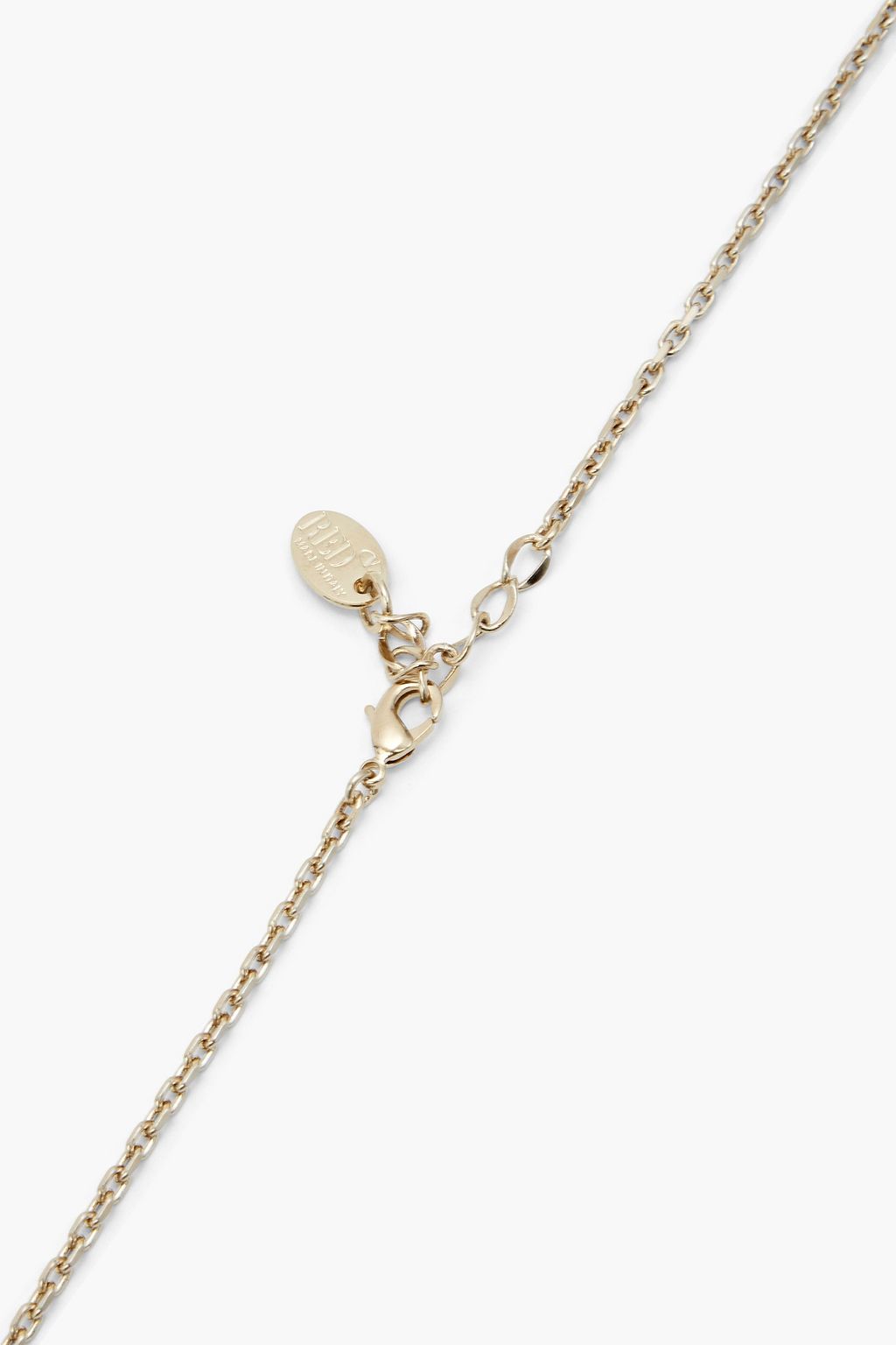 RED(V) Gold-tone, crystal and embroidered leather necklace