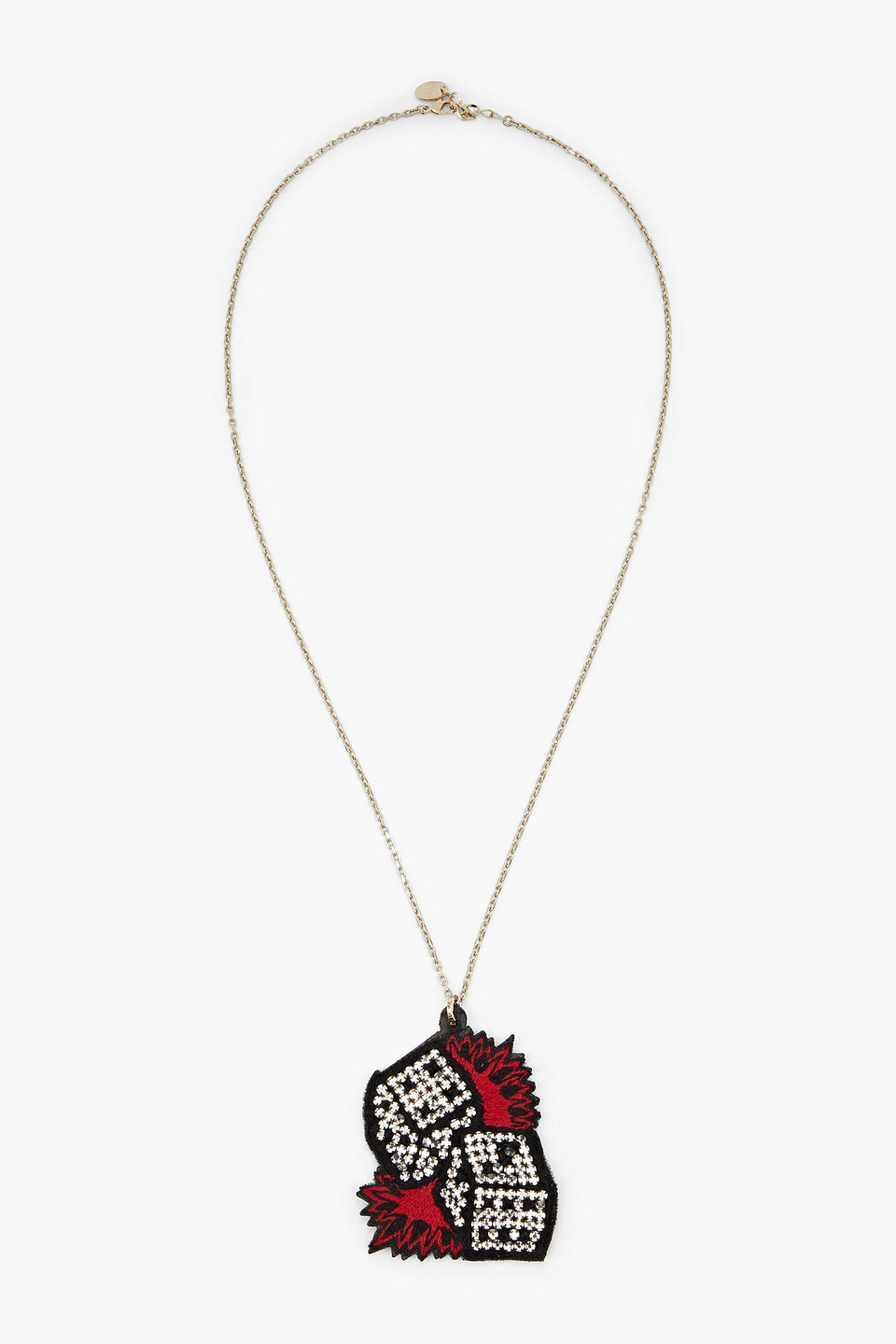 Redv Goldfarbene Kette Mit Detail Aus Leder Mit Kristallen Und Stickereien