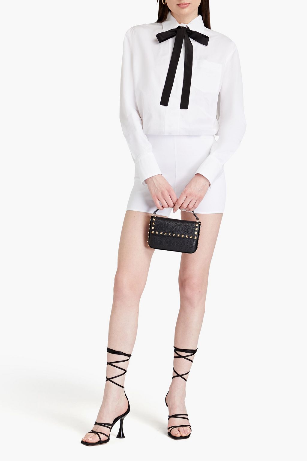 VALENTINO GARAVANI Poplin-paneled knitted bodysuit
