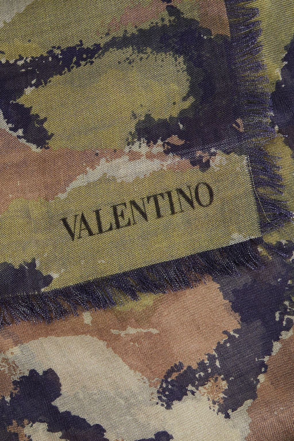VALENTINO GARAVANI Camouflage-print silk-gauze scarf
