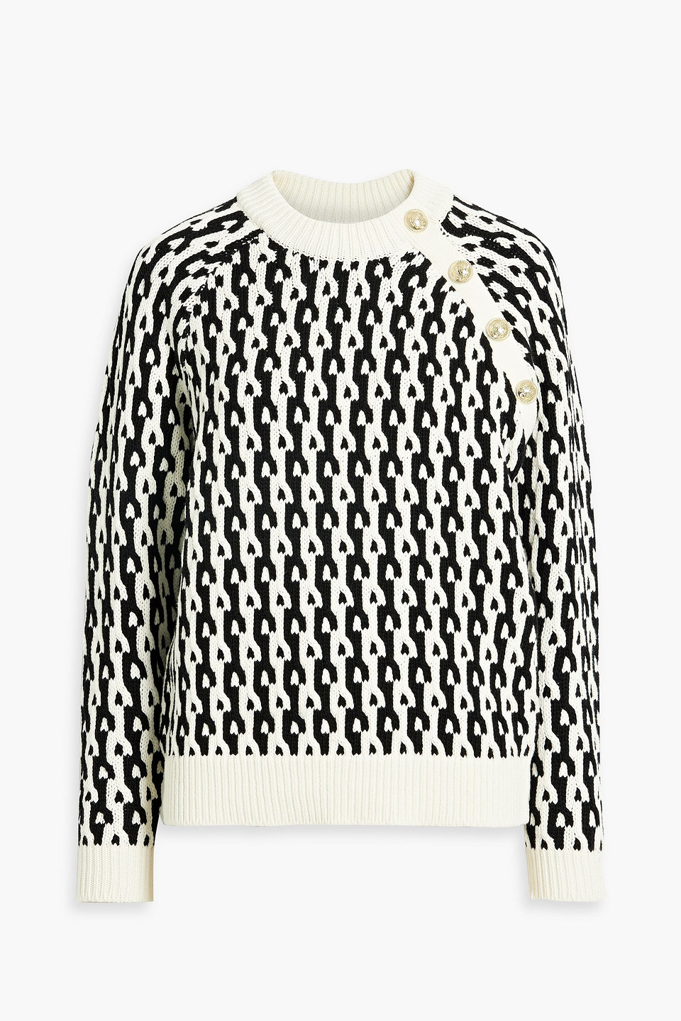 Derek Lam 10 Crosby Sawyer Intarsia Cotton-blend Sweater In Black