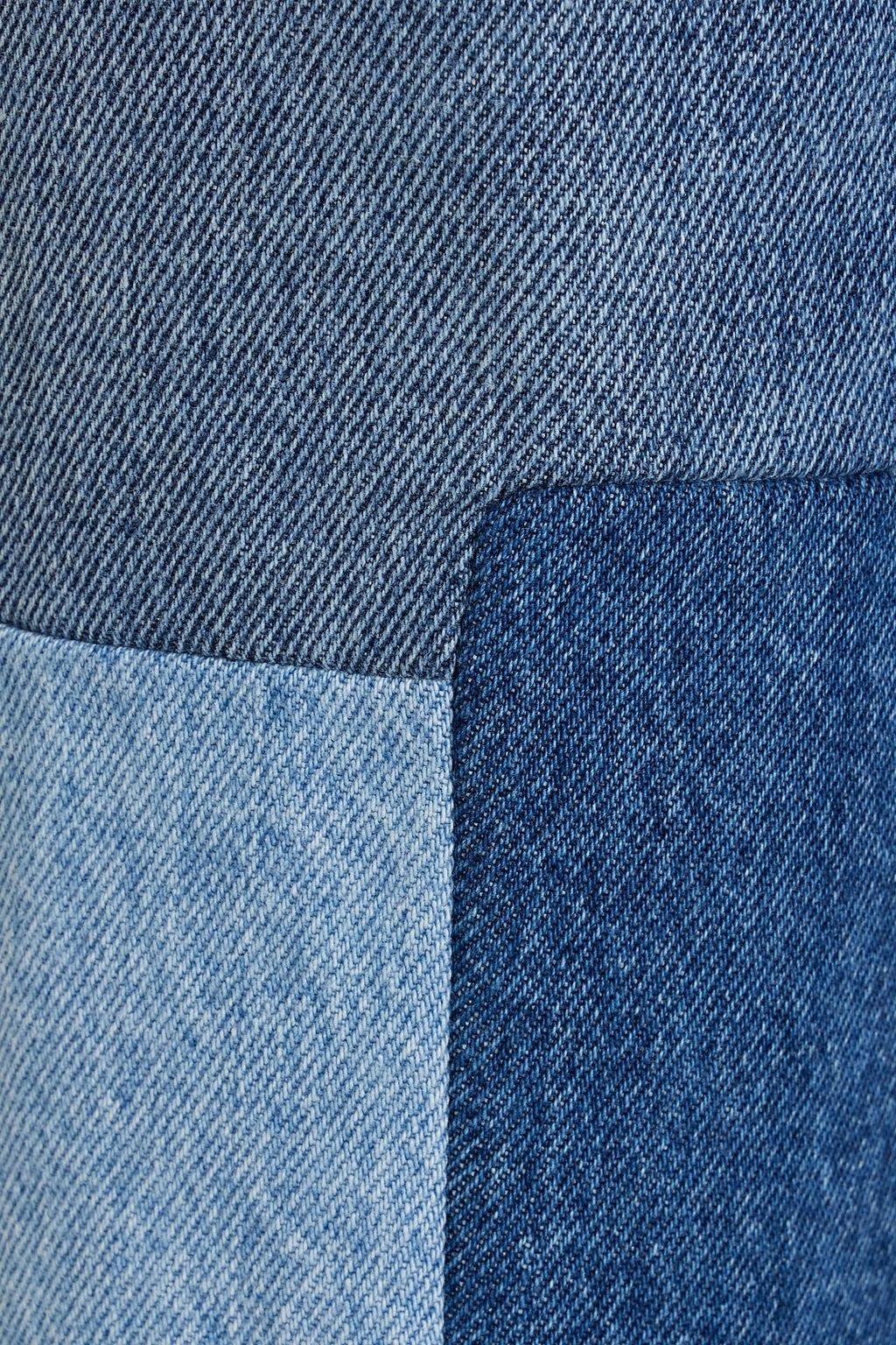 VALENTINO GARAVANI Frayed patchwork-effect high-rise tapered jeans