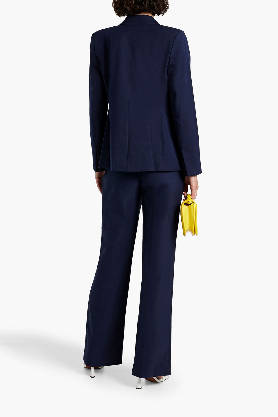 Shop Derek Lam 10 Crosby Cerys Double-breasted Cotton-blend Twill Blazer In Navy