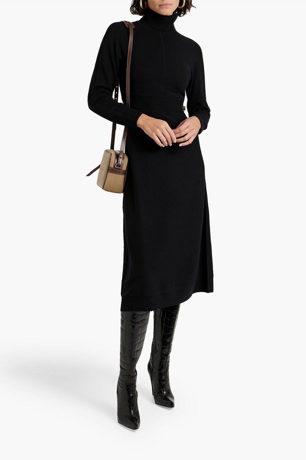 DEREK LAM 10 CROSBY Embellished wool turtleneck midi dress