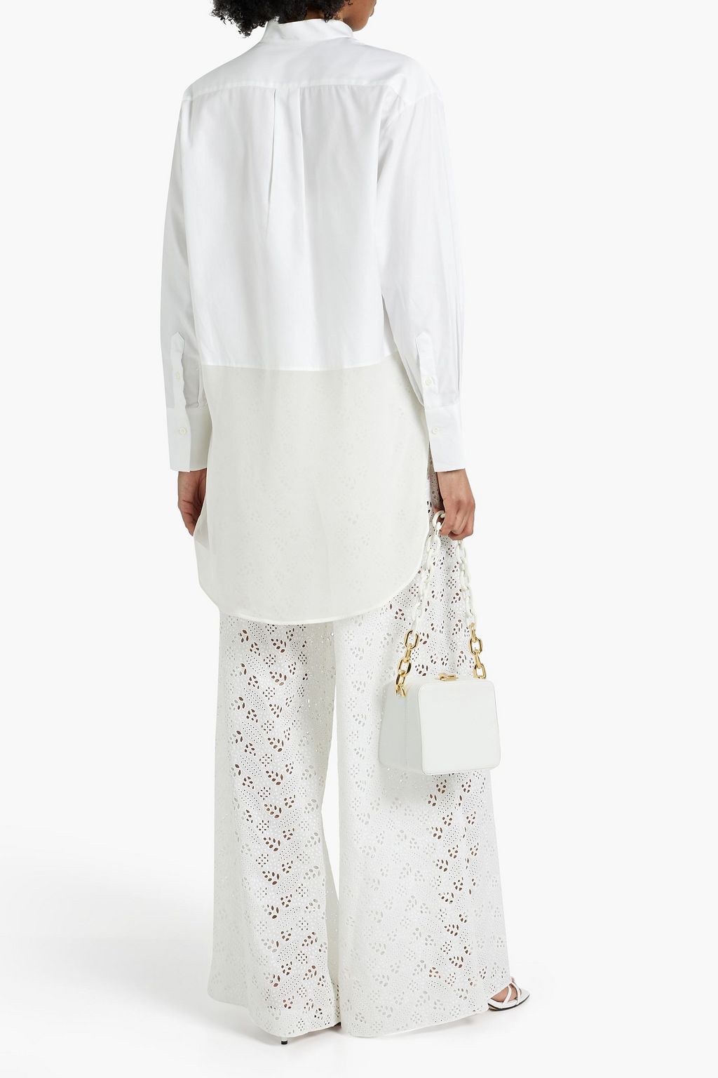 VALENTINO GARAVANI Broderie anglaise cotton-blend wide-leg pants