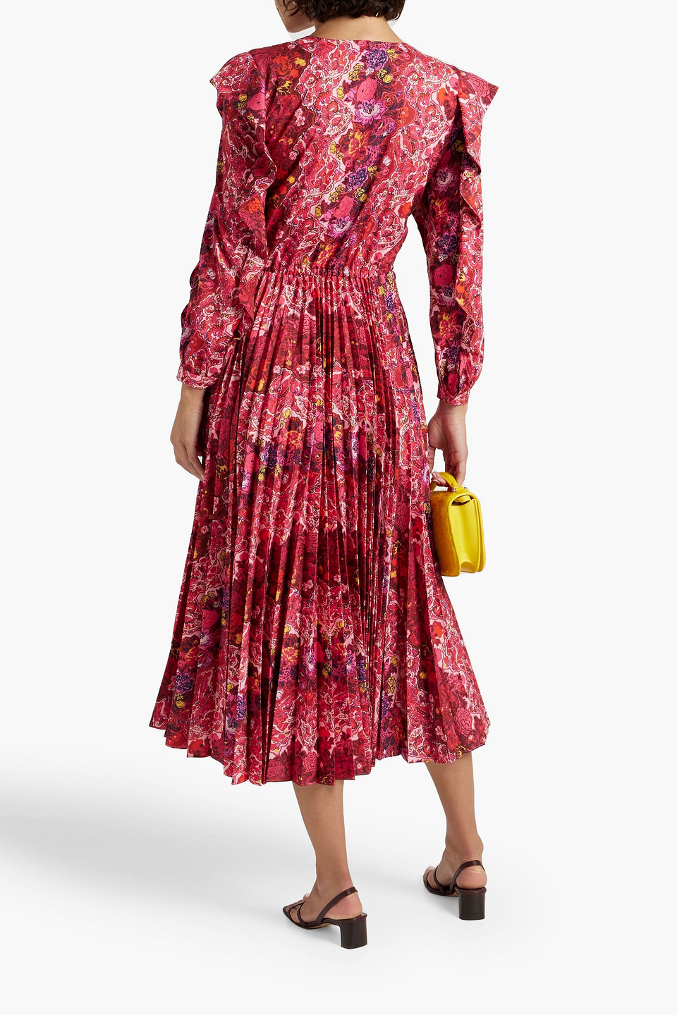 Derek Lam 10 Crosby Twist-front Pleated Voile Midi Dress In Fuchsia