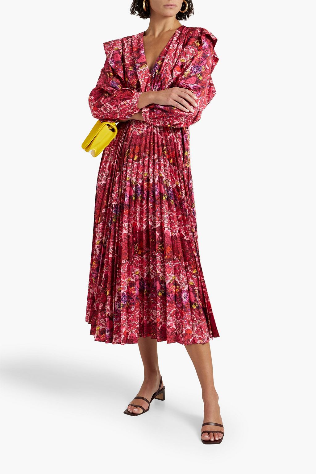 DEREK LAM 10 CROSBY Chrishelle pleated printed crepe midi dress