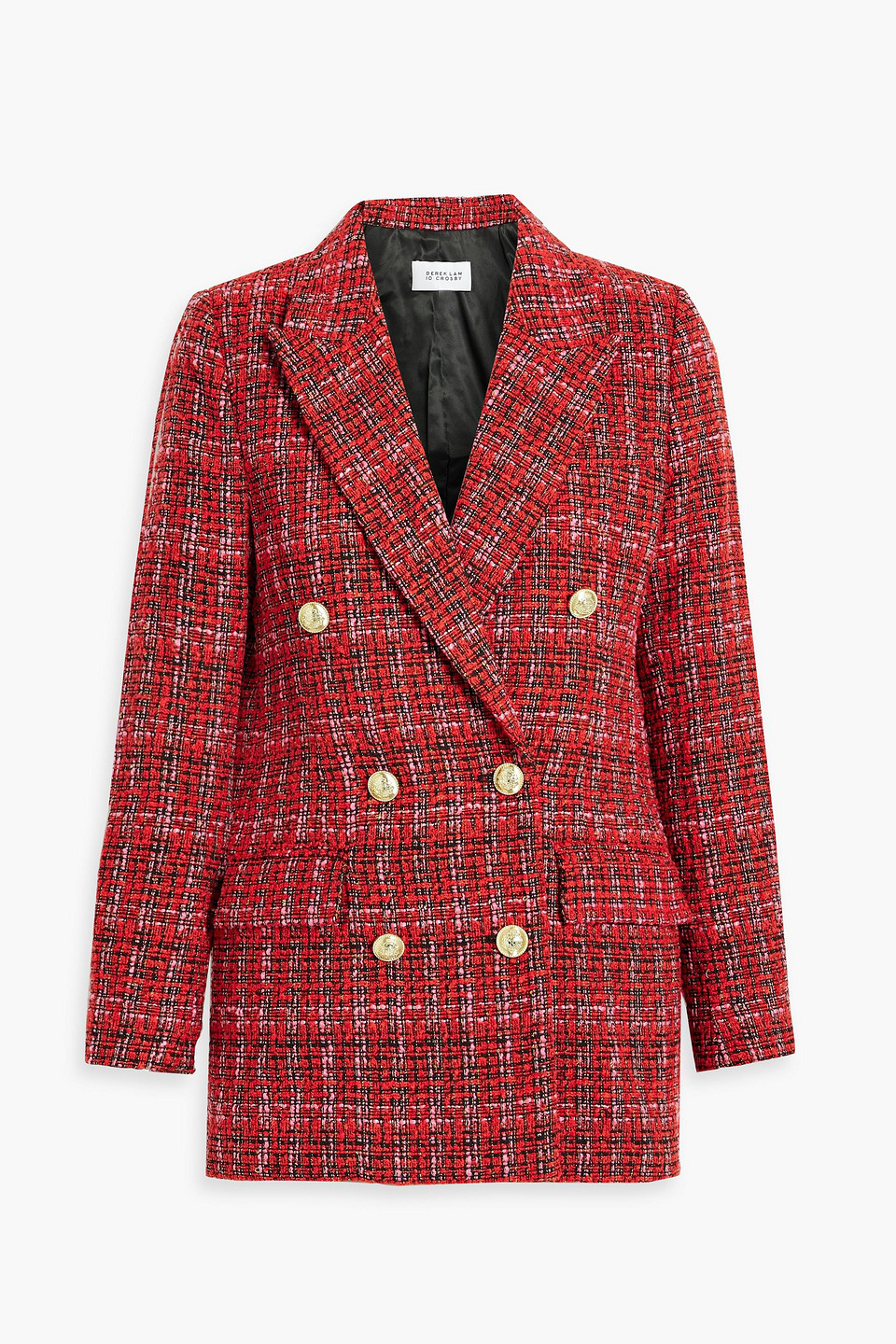 Shop Derek Lam 10 Crosby Double-breasted Metallic Tweed Blazer In Red