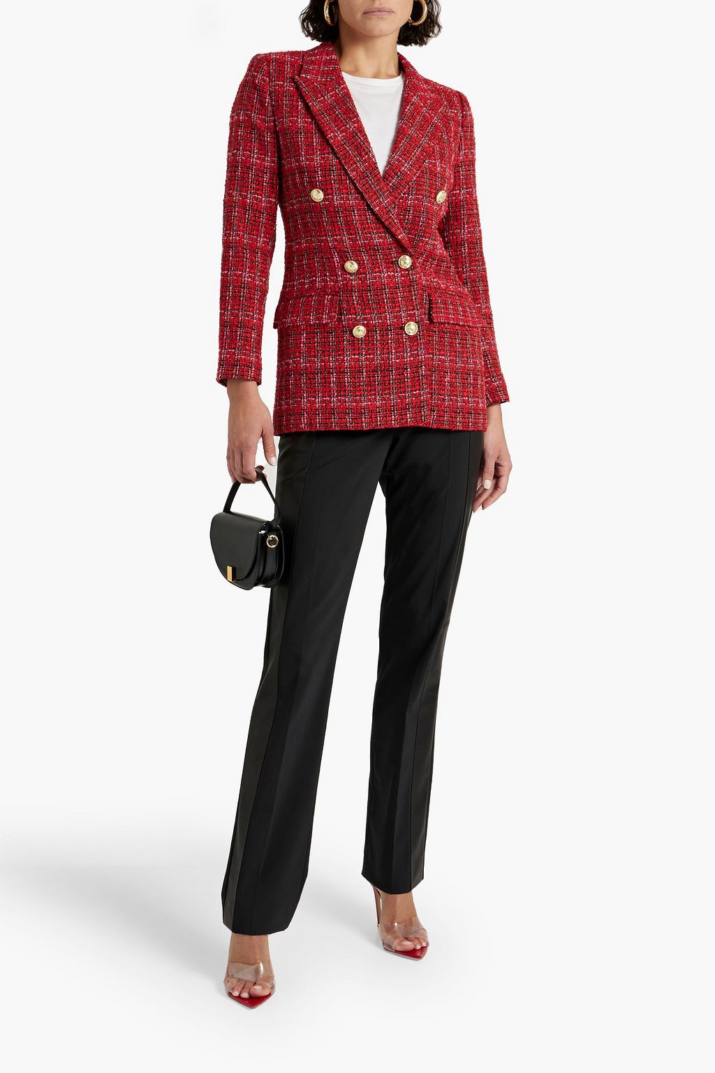 DEREK LAM 10 CROSBY Double-breasted metallic tweed blazer
