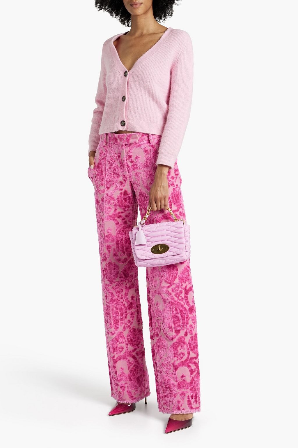 VALENTINO GARAVANI Cotton-blend jacquard wide-leg pants