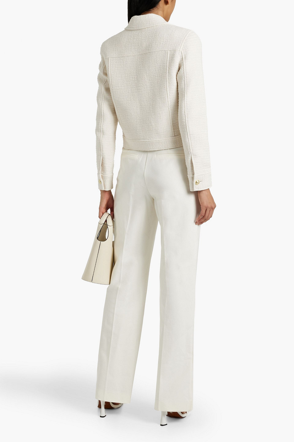 Derek Lam 10 Crosby Cotton-blend Twill Straight-leg Pants In Ivory