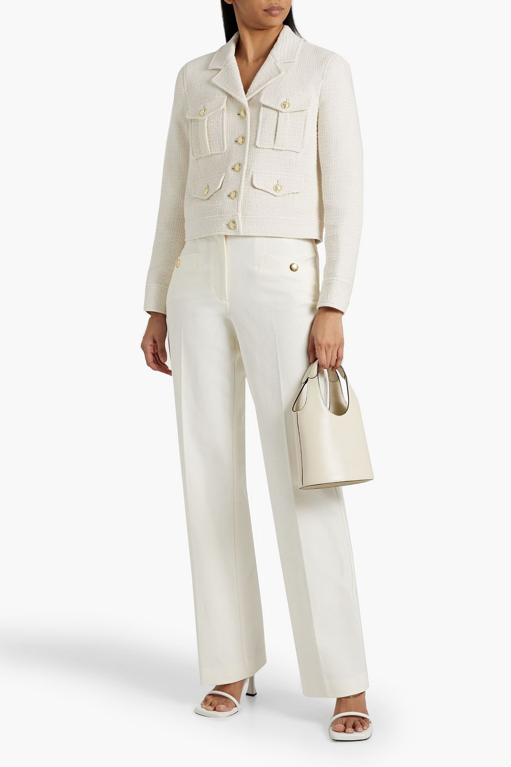 DEREK LAM 10 CROSBY 코튼 혼방 트윌 스트레이트 레그 팬츠