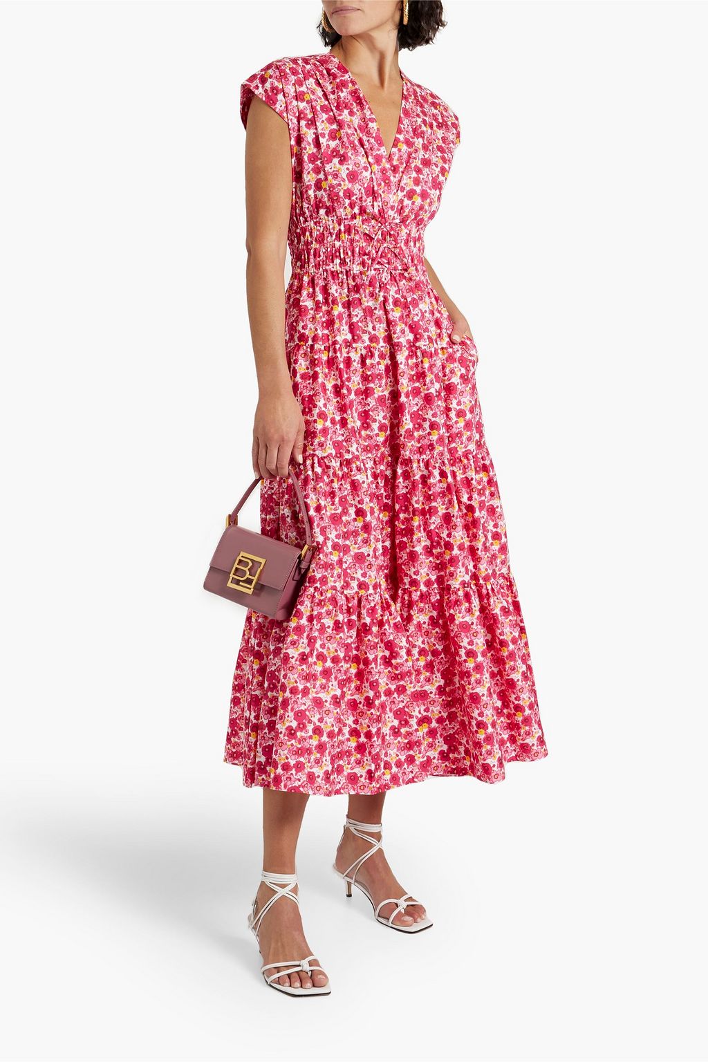 DEREK LAM 10 CROSBY Tiered floral-print cotton-blend poplin midi dress