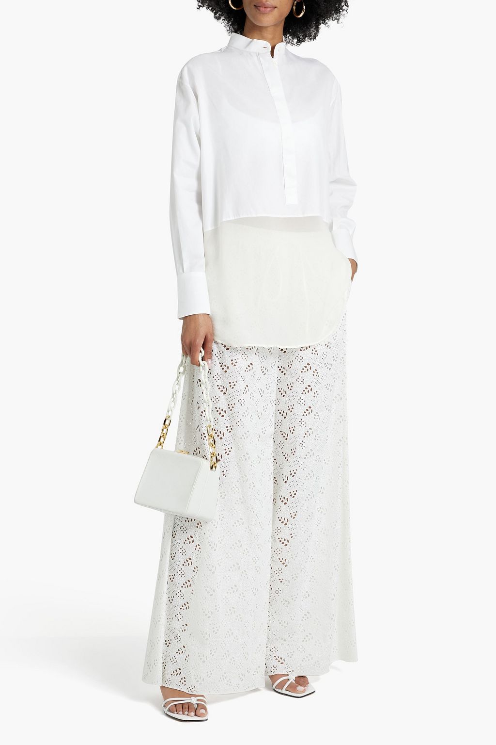 VALENTINO GARAVANI Cotton Oxford and silk-chiffon shirt