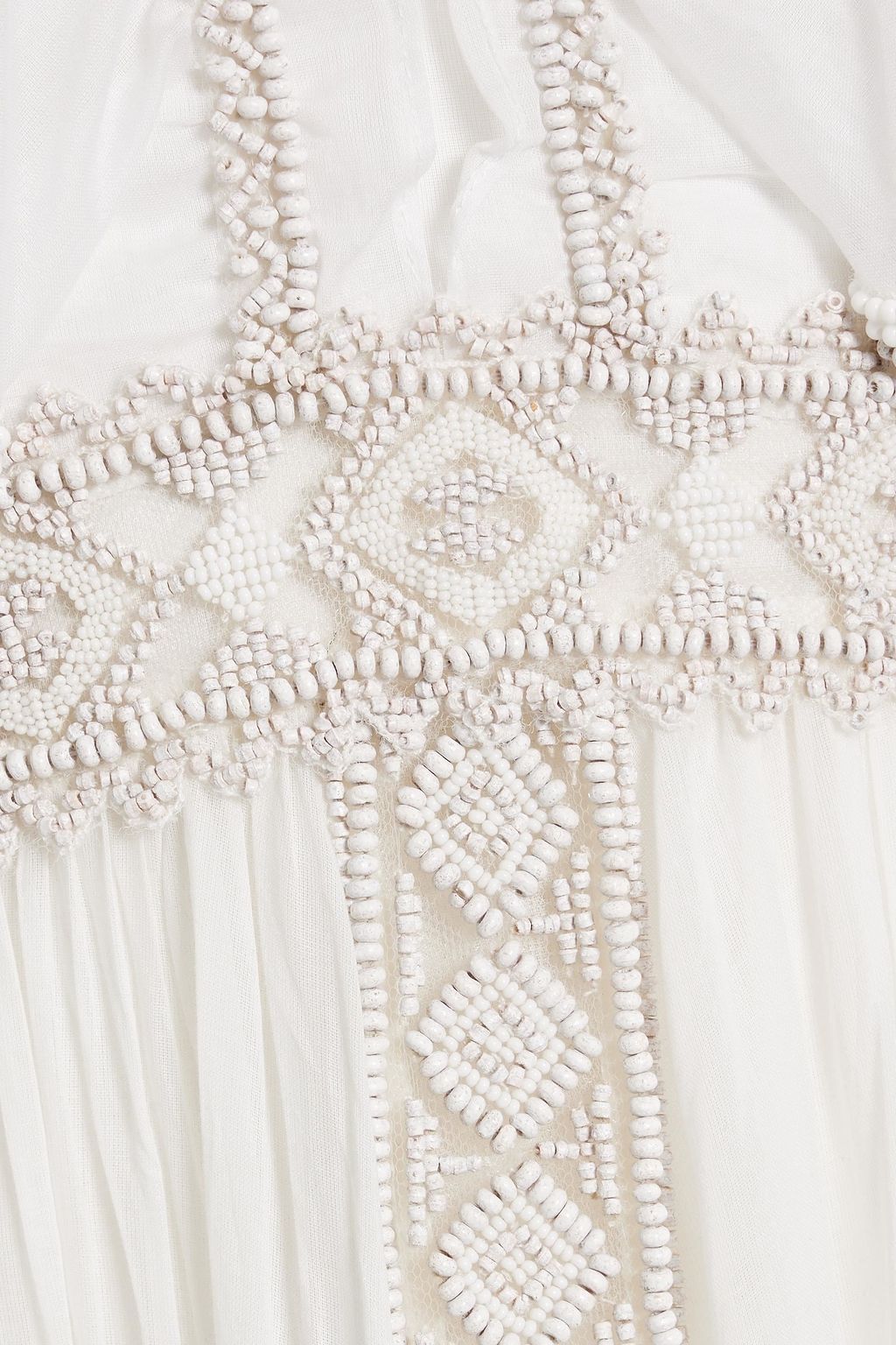 VALENTINO GARAVANI Gathered embellished cotton-voile maxi dress