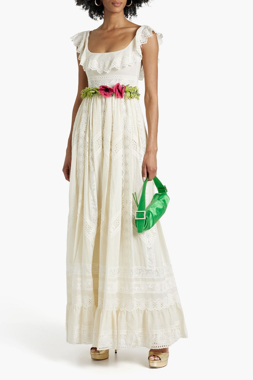 VALENTINO GARAVANI Belted broderie anglaise cotton maxi dress