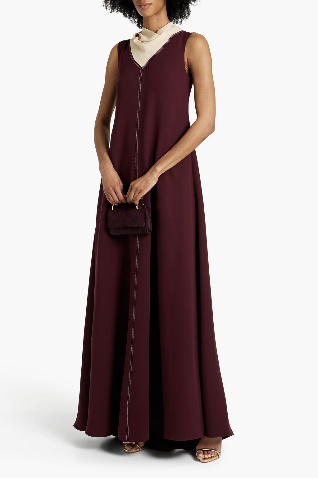 VALENTINO GARAVANI Two-tone silk-crepe maxi dress
