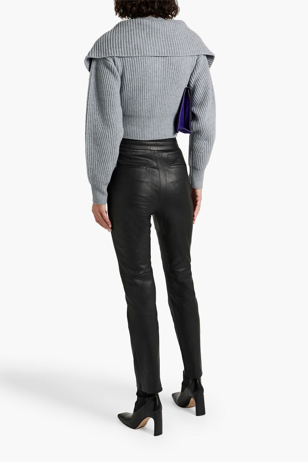 DEREK LAM 10 CROSBY 가죽 벨티드 슬림 레그 팬츠