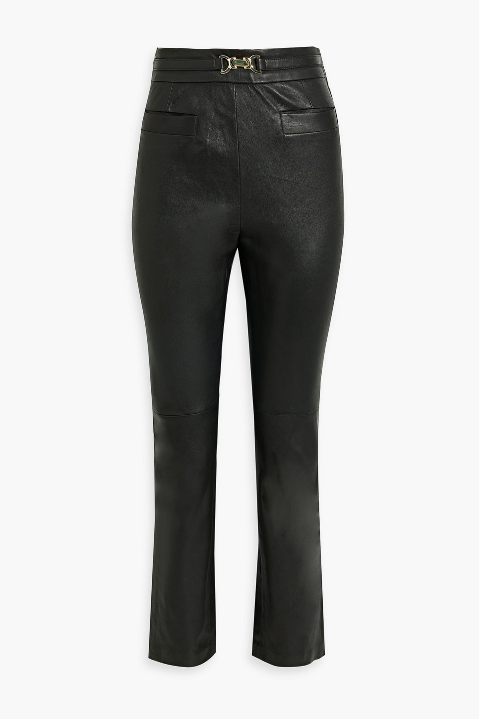 Fia belted leather slim-leg pants