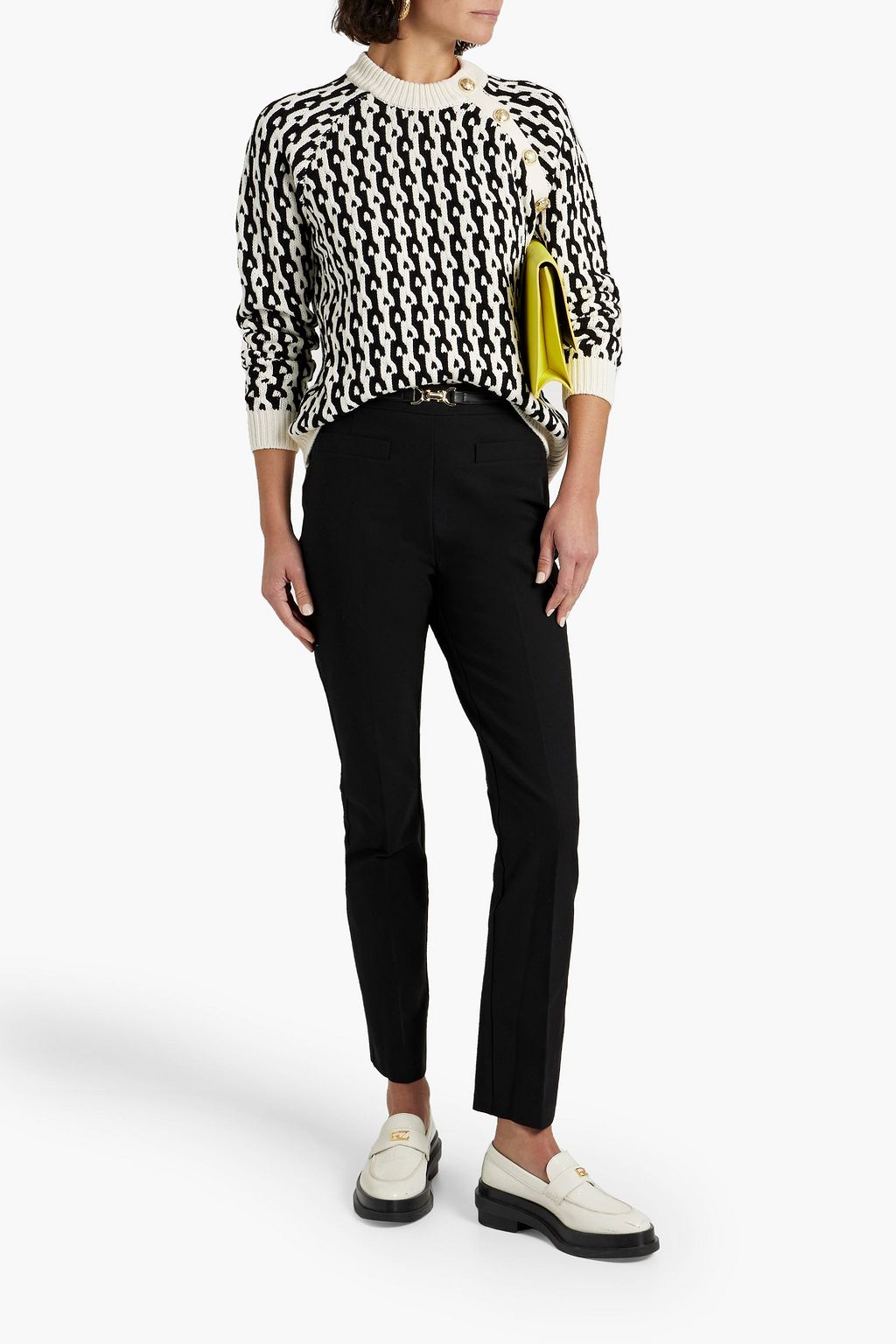 DEREK LAM 10 CROSBY 코튼 혼방 트윌 슬림 레그 팬츠