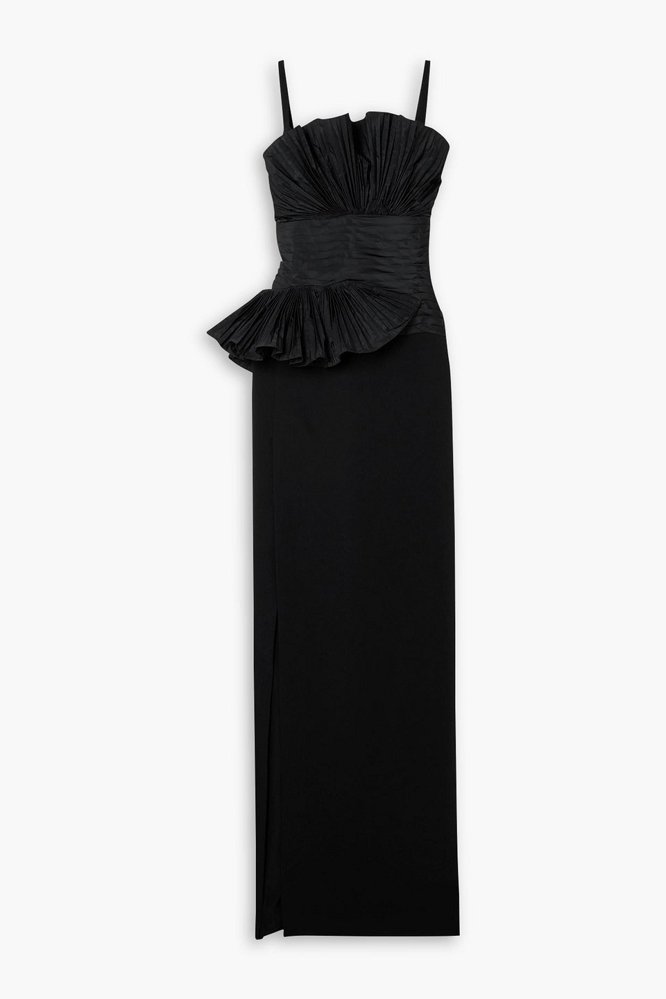 Elie Saab Pleated Taffeta And Crepe Gown In Black