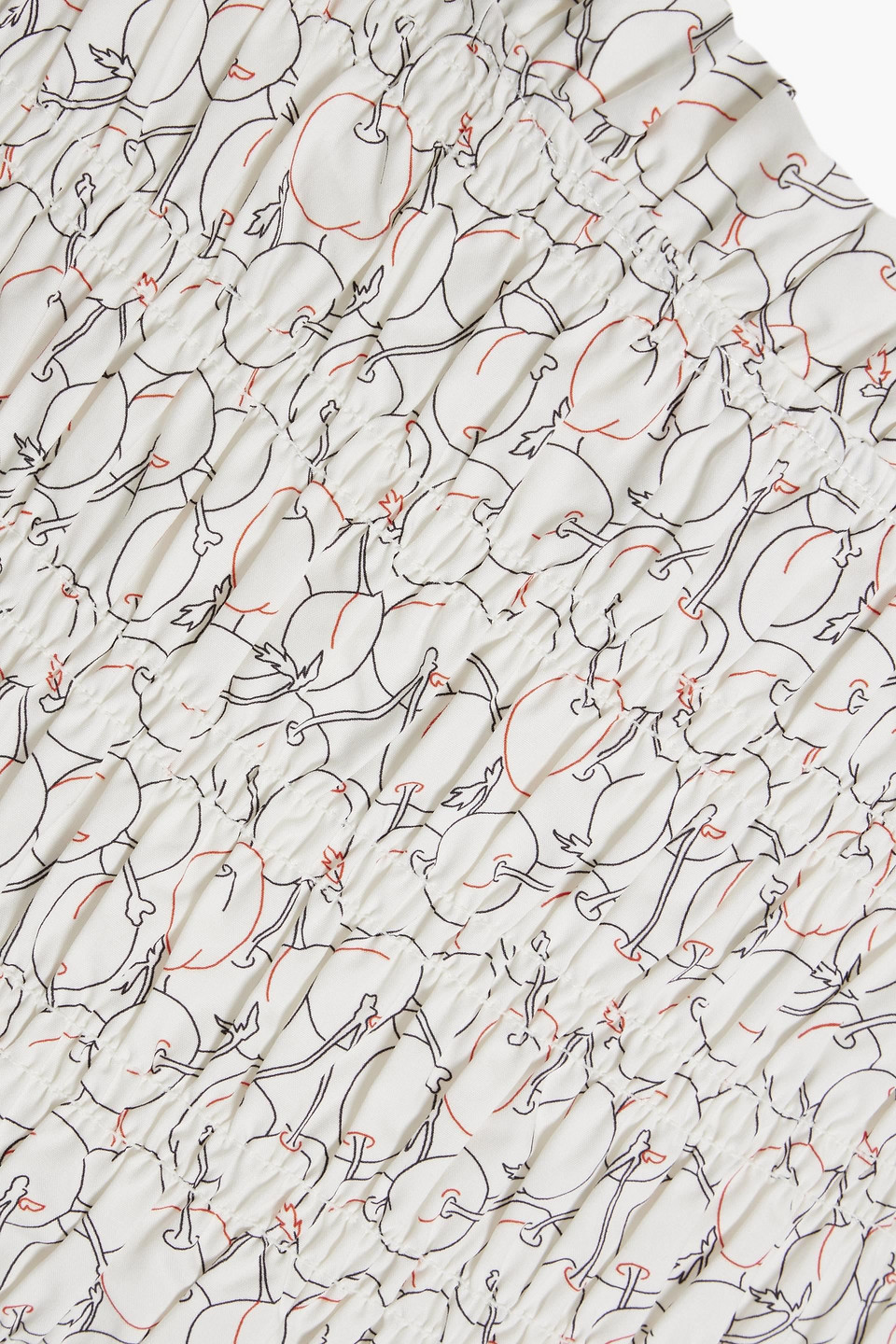 Shrimps Antoon Shirred Printed Cotton-poplin Blouse In Off-white